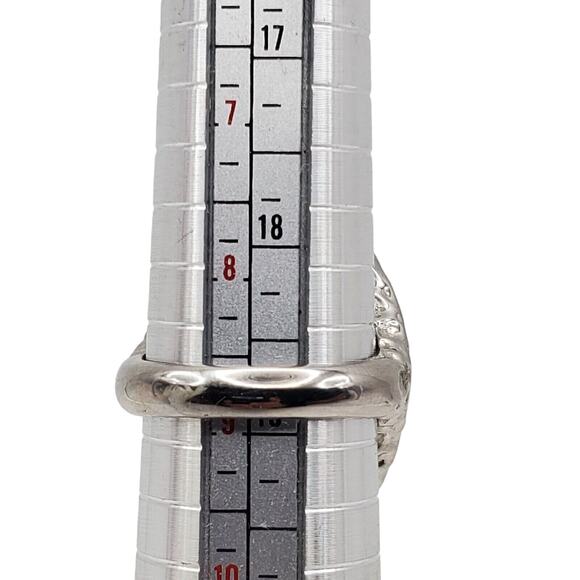 GSJ Large Oval Malachite Cocktail Ring Silver Tone Green Size 9 Stainless Steel - Picture 3 of 7